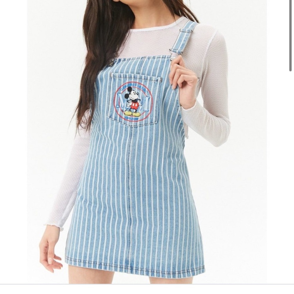 Disney Mickey Mouse Denim Dungarees Overall Dress